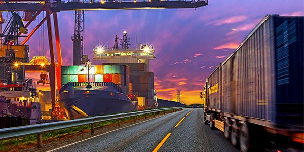 Freight trucks transporting a shipment